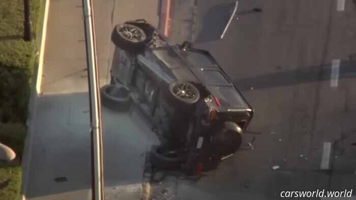 This chase concluded when a Prius sent a G-Wagen flying through the air like a toy. | Carscoops